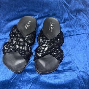 Nicole Miller Black Braided Sandals